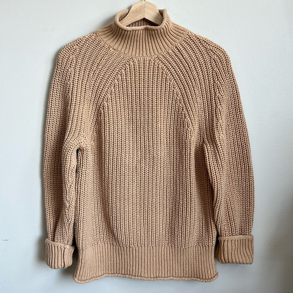 J. Crew Relaxed Roll Neck Chunky Knit Sweater in Sandy Beach - Picture 5 of 10